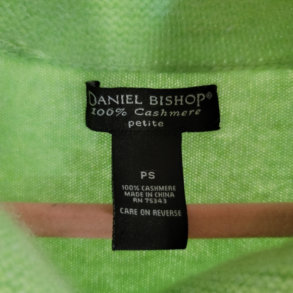 Daniel Bishop 100% Cashmere Sweater, women's petite small, lime/spring green - Picture 3 of 4